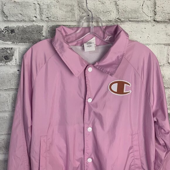 Champion Coach Jacket Embroidered Snap Front Windbreaker Bomber - Picture 2 of 11